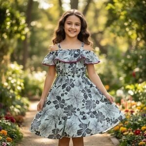 The Children's Place Black Floral Off-Shoulder Dress